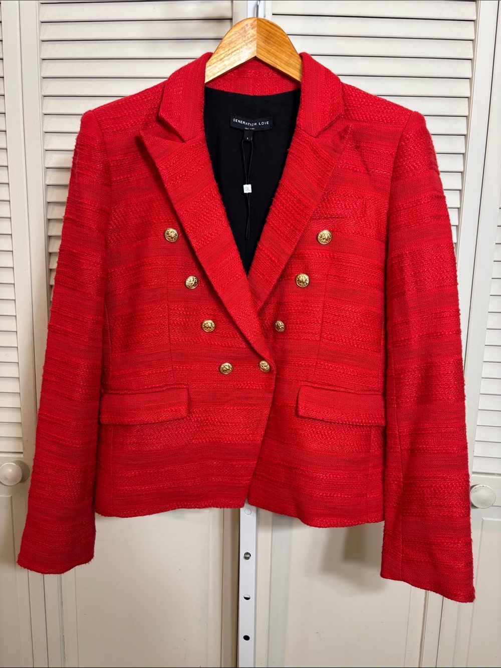 NWOT Generation Love Double-Breasted Tweed Blazer Small